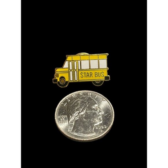 Vintage Yellow School Star Bus Teacher and Students Enamel Brooch Pin Jewelry - Picture 5 of 5